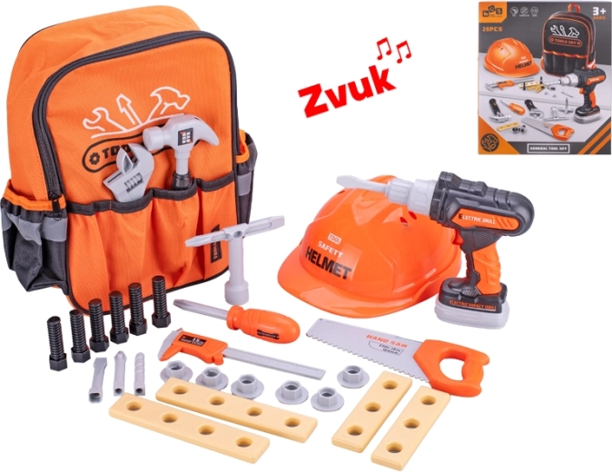 Set d’outils pour enfants avec perceuse à piles et sac à dos, 28 pièces