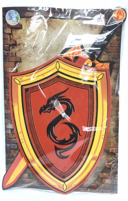 Épée et bouclier en mousse avec motif de dragon