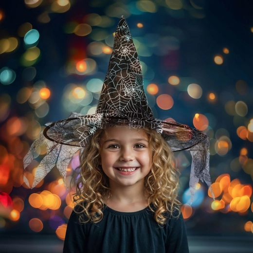 Chapeau de sorcière noir avec toile d’araignée