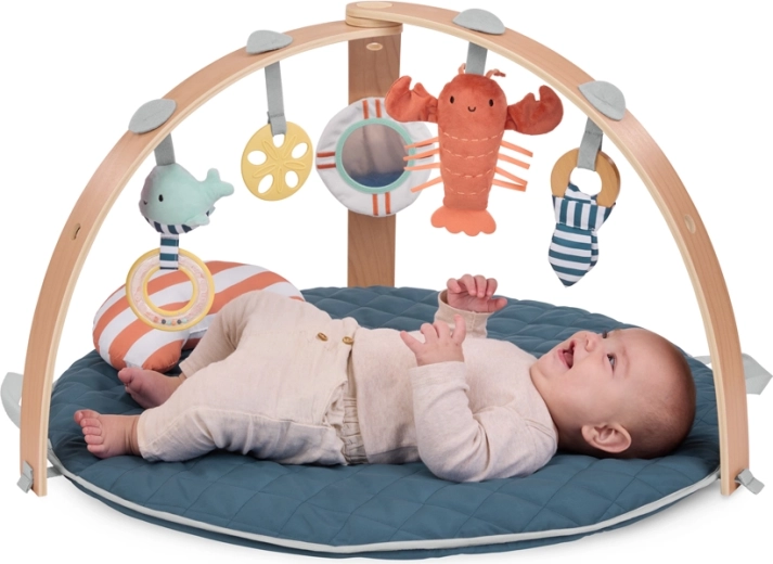 Arche en bois rabattable et 5 jouets pour la stimulation sensorielle