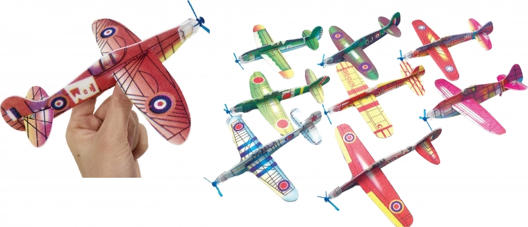 Avions à lancer – lot de 2 pièces, 17 × 17 × 3,5 cm