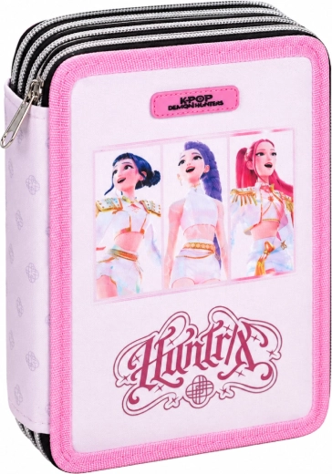 Trousse scolaire à trois compartiments KPop Demon Hunters Huntrix – entièrement équipée - 1 pièce