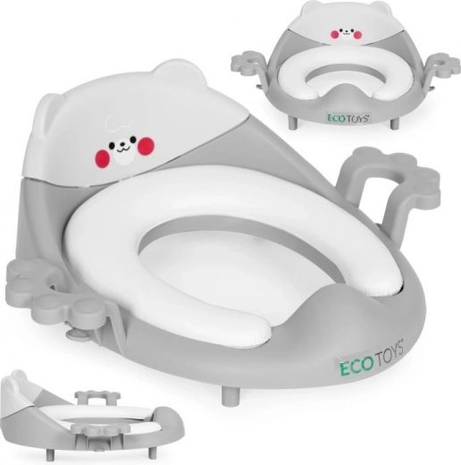 Réducteur de toilette pour enfant avec poignées et assise molletonnée, gris, ECOTOYS