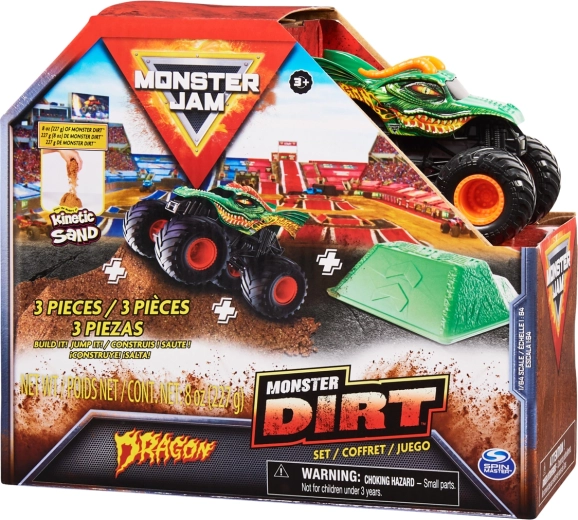 Monster Jam Dragon – camion monstre en métal 1:64 avec rampe de saut et sable