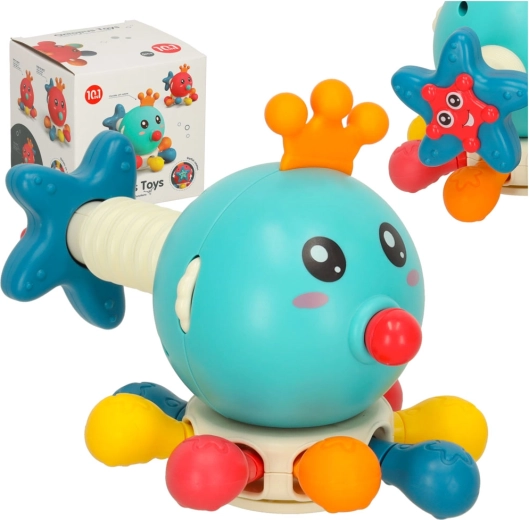 Jouet sensoriel et anneau de dentition pour nourrissons pieuvre Bibi-Inn bleu