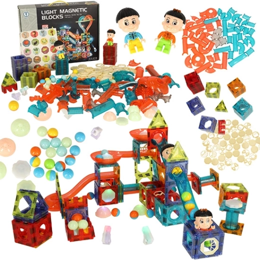 Blocs de construction magnétiques avec toboggan à billes lumineux – 202