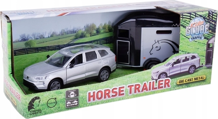 Kids Globe Volvo EX90 avec remorque pour chevaux et cheval