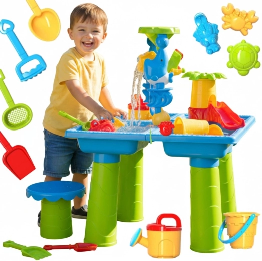 Table de jeu avec eau et sable Woopie 3 en 1 avec chaise et accessoires