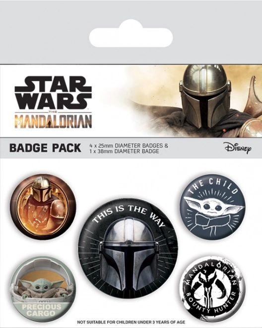 Badge émaillé MANDALORIAN – set 38 mm + 4× 25 mm