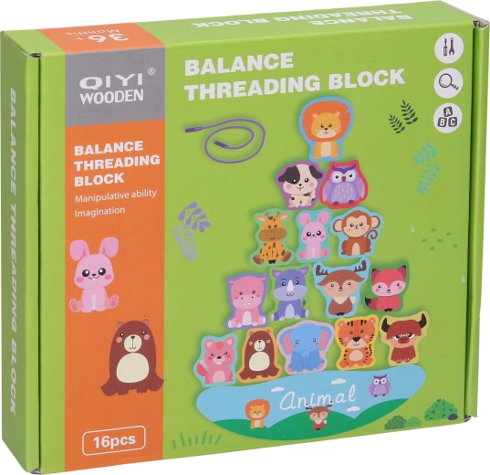 Jeu d’équilibre en bois avec animaux, 16 pièces