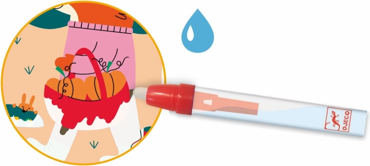 Peignez uniquement avec de l’eau – les couleurs apparaissent magiquement