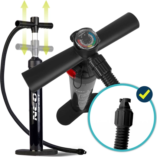 Pompe double action avec manomètre pour un gonflage rapide