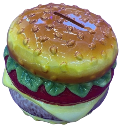 Tirelire en céramique hamburger