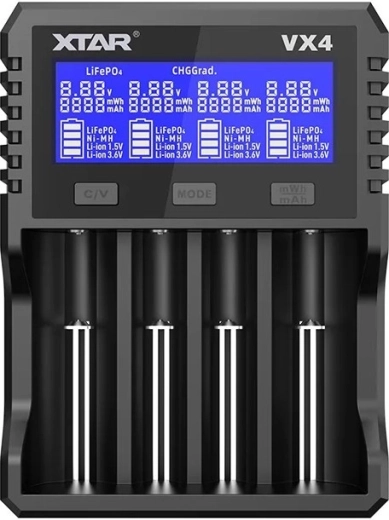 Chargeur universel d’accumulateurs XTAR VX4 v2 pour Li-ion/Ni-MH/LiFePO4