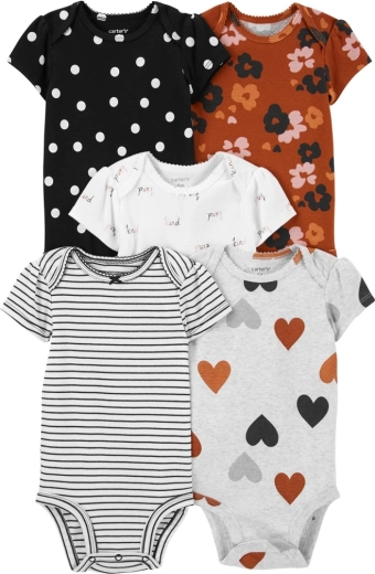 Bodies bébé Carter's à encolure américaine, manches courtes, Blue Family pour fille, 5 pcs