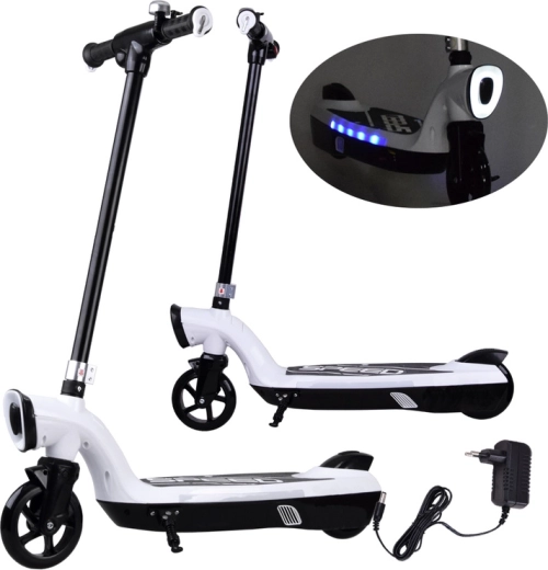 Trottinette électrique avec éclairage LED pour enfants – Blanc