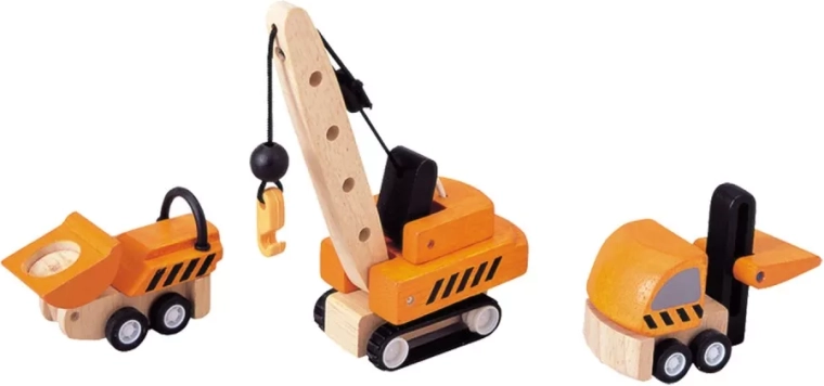 PlanToys ensemble de voitures en bois – engins de chantier
