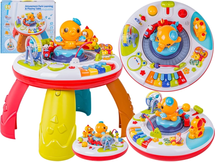 Table éducative musicale multifonctionnelle pour enfants – pieuvre avec mini piano et petit train