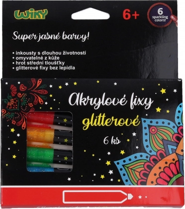 Ensemble de Marqueurs Acryliques Pailletés 6 Pièces