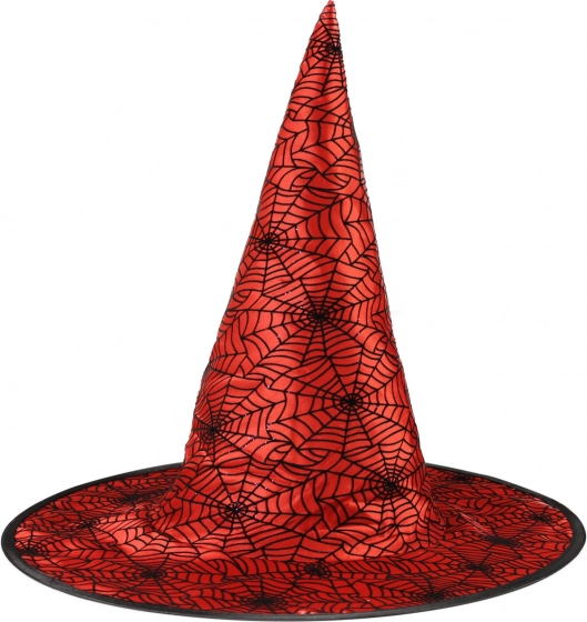 chapeau de sorcière rouge avec toile d’araignée pour adulte