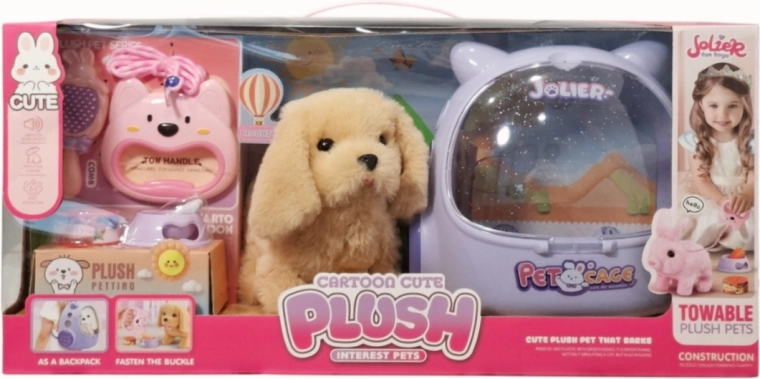 Petit animal – chien en peluche avec accessoires - 1 pièce