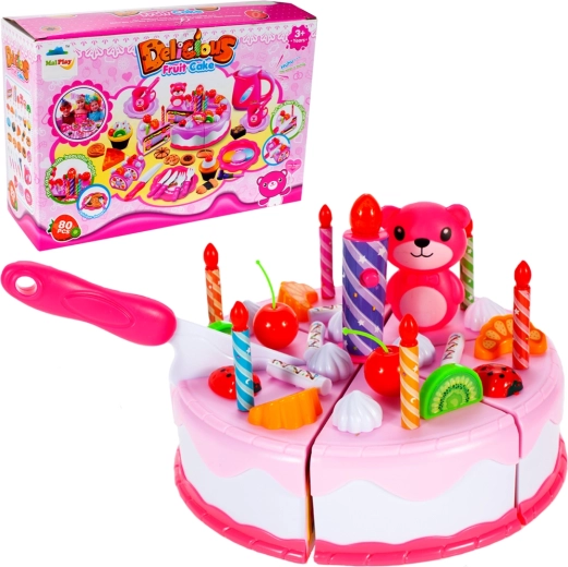 Gâteau rose avec service à thé et petite théière – jouet pour enfants