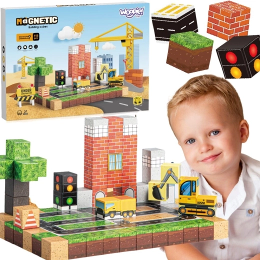 Jeu de construction magnétique Woopie chantier de construction, 115 pièces