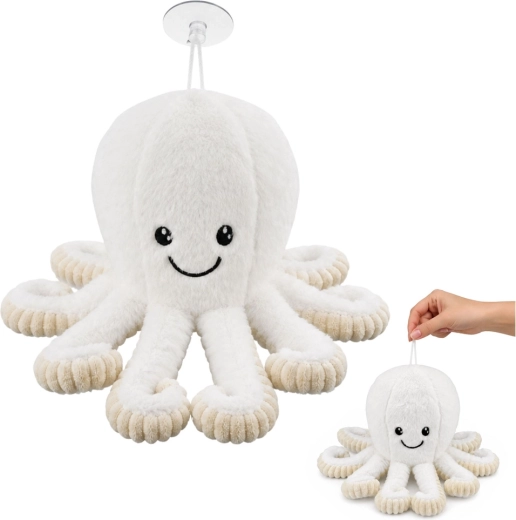 Pieuvre en peluche avec ventouse blanche 16 cm - 1 pièce