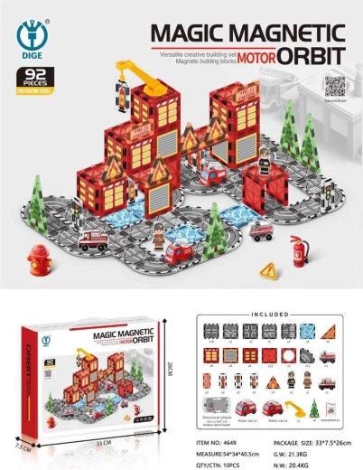 Jeu de construction magnétique Pompiers de 92 pièces