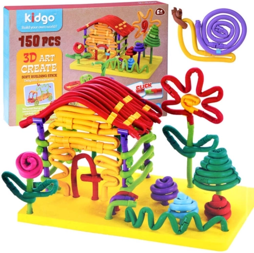 Jeu de construction créatif flexible macaronis, bâtonnets – 150 pièces