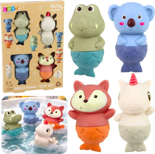 Set de jouets de bain animaux sirènes, 4 pcs