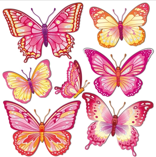 Autocollants muraux décoratifs 3D – papillon rose