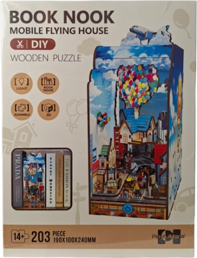 Puzzle 3D en bois Book Nook – Maison volante avec éclairage LED