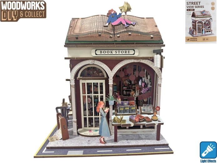 Woodworks maquette en bois de librairie avec éclairage