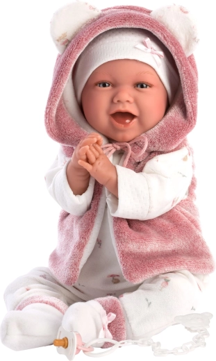 Poupée bébé réaliste avec sons et corps en tissu souple 42 cm