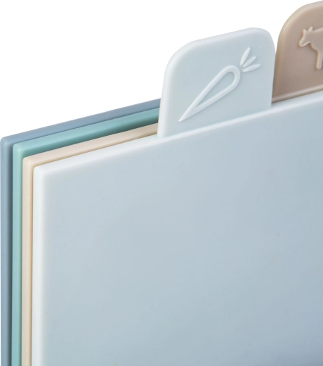 Ensemble de planches à découper en plastique avec support, 4 pièces