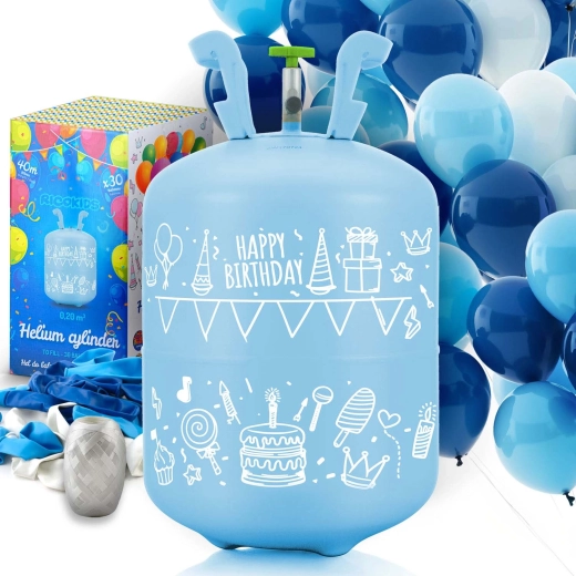 Bouteille d’hélium 0,20 m³ avec ballons et ruban Ricokids