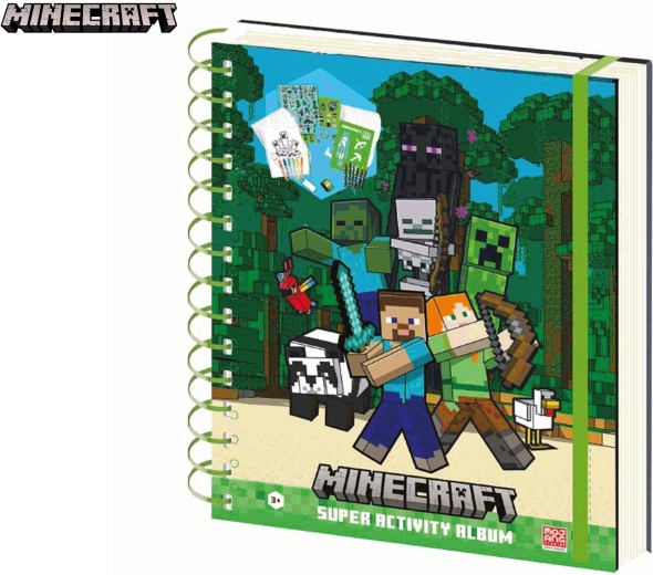 Minecraft super album d’activités A4 avec autocollants et coloriages