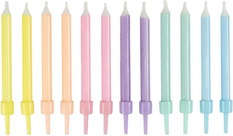 Bougies d’anniversaire pastel 12 pcs 6 cm