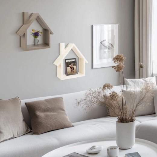 Étagère murale décorative en forme de maison - 1 pièce