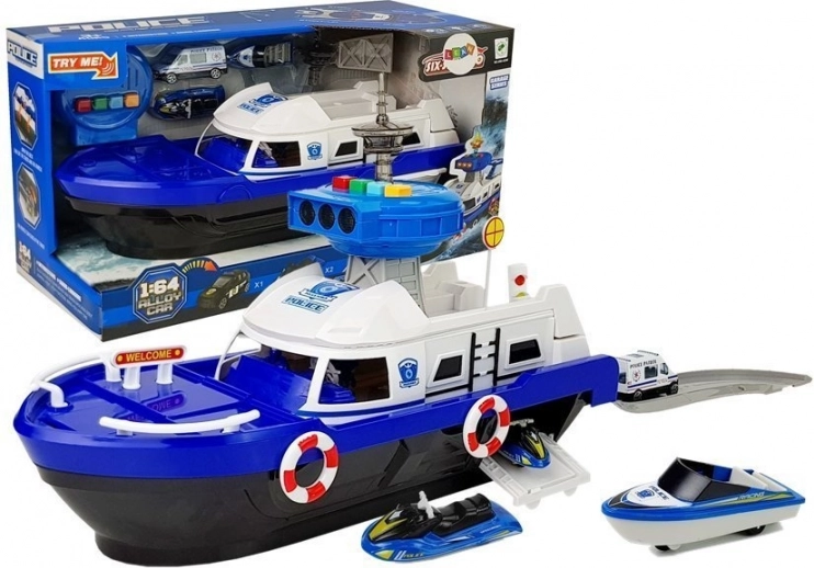 Navire de transport de police avec sons et lumières
