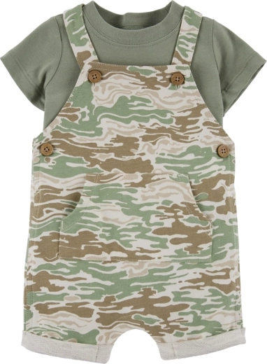 Ensemble deux pièces Carter's pour garçon – t-shirt à manches courtes et short salopette Green Camo (3 mois)