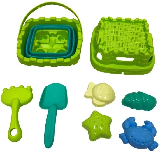 Seau pliable Plejo avec pelle et moules à sable