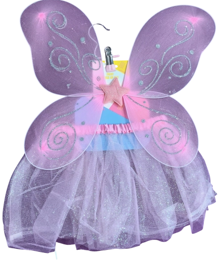 Costume de fée avec ailes roses et jupe tutu - 1 pièce
