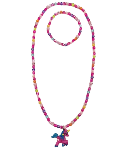 Ensemble de bijoux pour enfants avec pendentif licorne rose