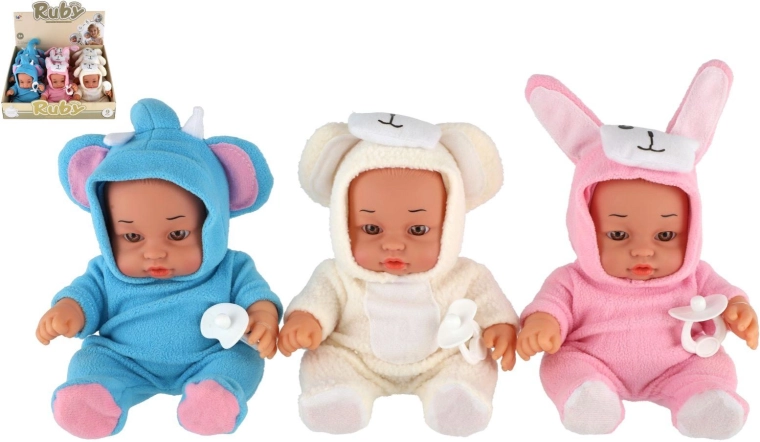 Poupée bébé Ruby en combinaison peluche avec son 25 cm (3 variantes)