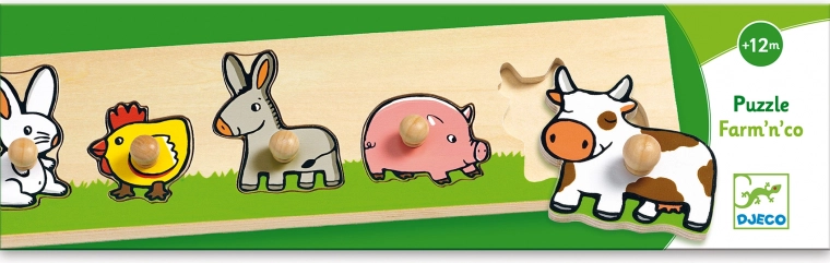 Djeco Puzzle à encastrer avec poignées animaux domestiques