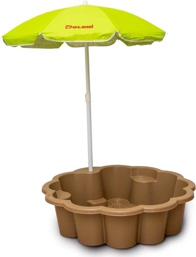 Bac à sable Fleur EKO marron avec parasol
