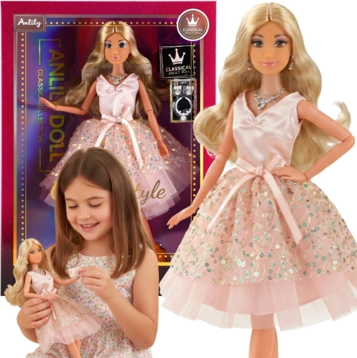 Poupée Woopie Royal Lily aux longs cheveux blonds en robe rose, 30 cm