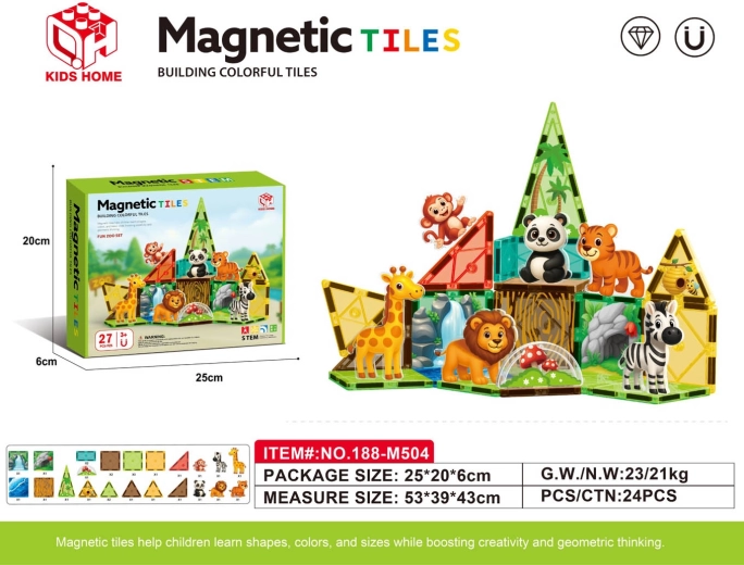 Jeu de construction magnétique ZOO 27 pièces